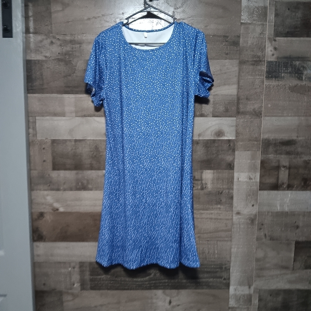 Blue Puff Sleeve Mini Dress
